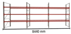 META Rayonnage à palettes MULTIPAL pour 36 palettes, largeur 8440 mm, 4 niveaux de stockage